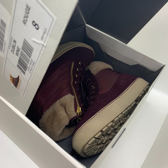 COUGAR Dublin Wine Zip UP & Lace Suede High top with Fur Lining Women's 8M - Picture 9 of 10